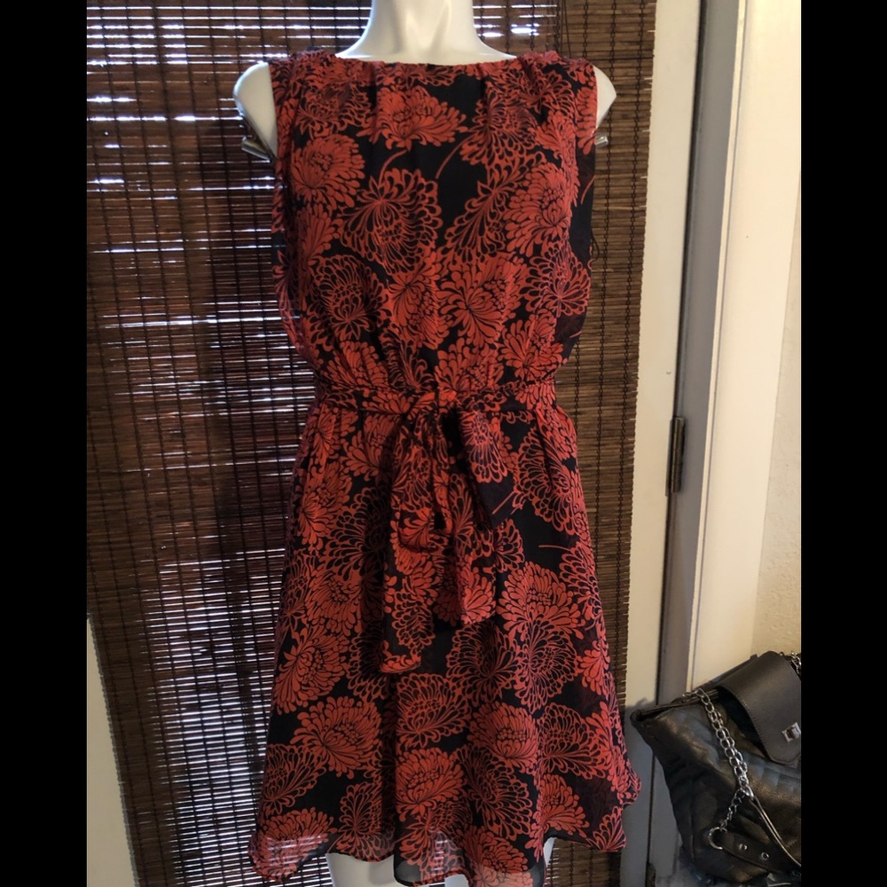 Banana Republic lined dress navy and salmon pink